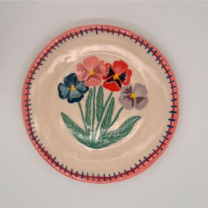 Pensamientos – Platos artesanales de cerámica pintados a mano de la colección Flores