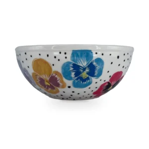 Bowl de cerámica pintada a mano con flores