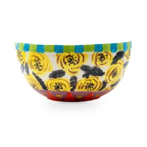 Bowl de cerámica pintada a mano con flores