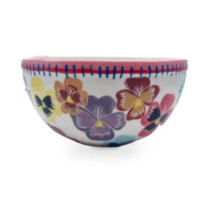 Bowl de cerámica pintada a mano con flores
