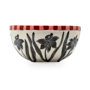 Bowl de cerámica pintada a mano con flores