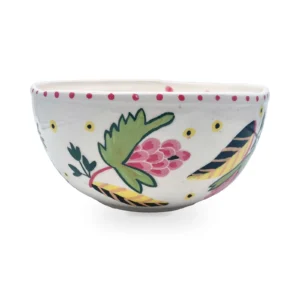 Bowl de cerámica pintada a mano con flores