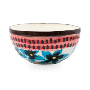 Bowl de cerámica pintada a mano con flores