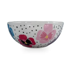 Bowl de cerámica pintada a mano con flores