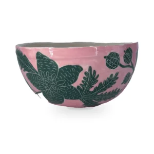 Bowl de cerámica pintada a mano con flores