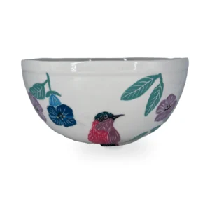 Bowl de cerámica pintada a mano con pájaros