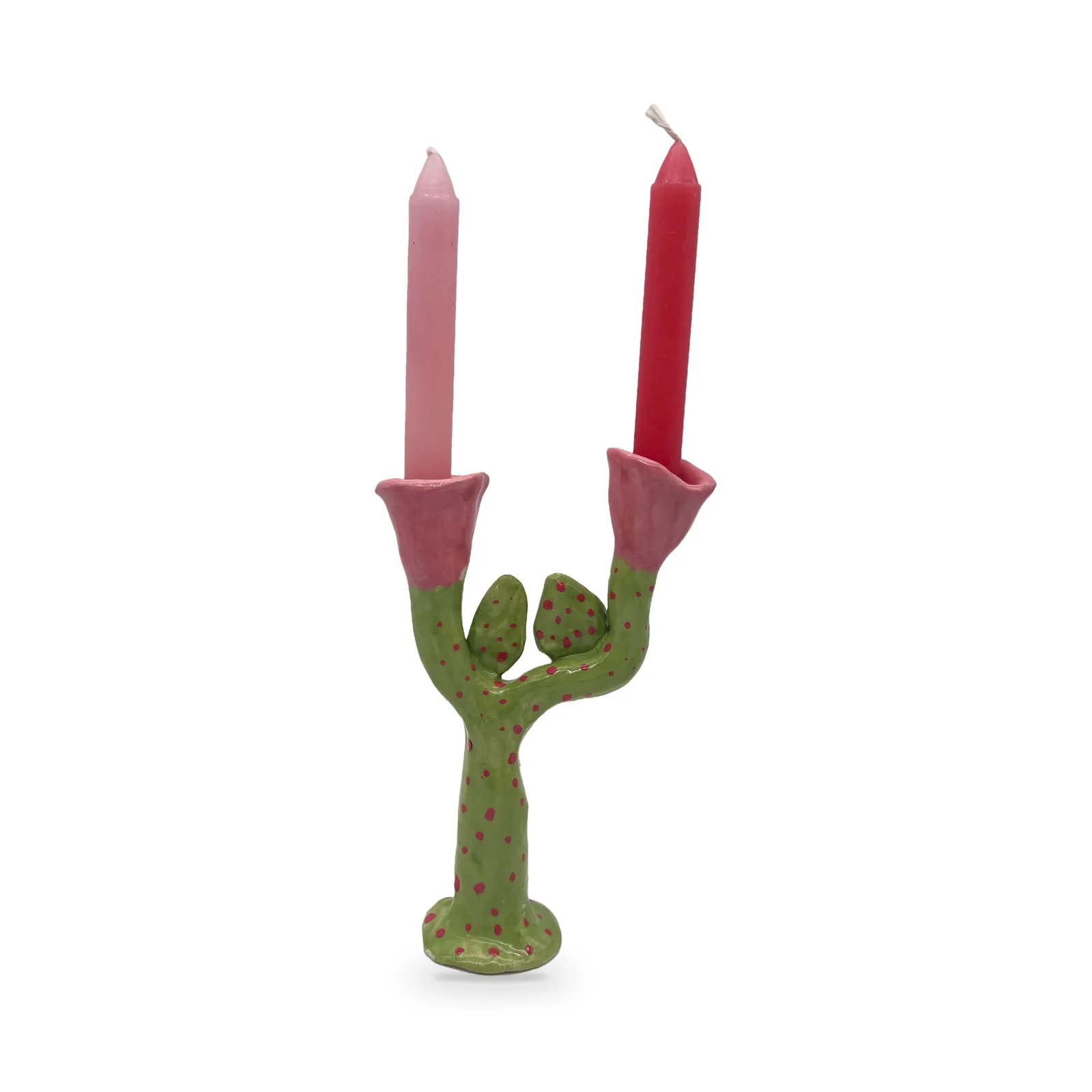 Candelabro de cerámica pintada a mano