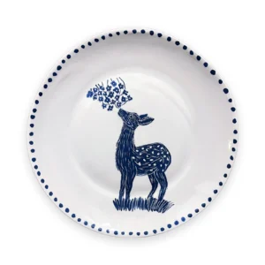 Plato de cerámica pintada a mano con animales silvestres