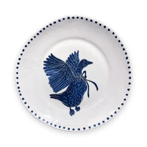 Plato de cerámica pintada a mano con animales silvestres